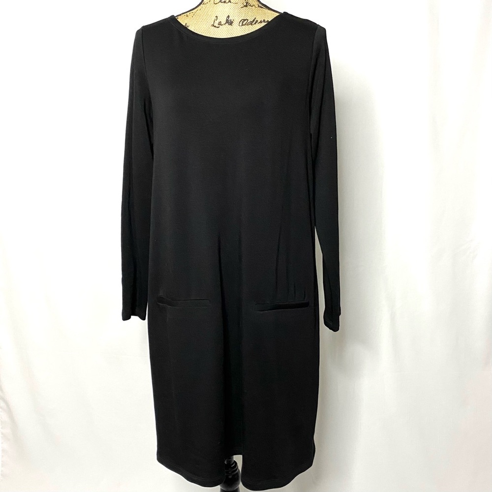 Eileen Fisher Black Long Sleeve Shift Dress